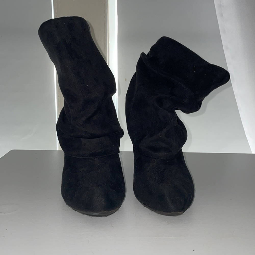 Black suede booties